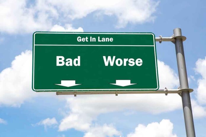 386520166 featured image Green sign reads "Bad" and "Worse" arrows.
