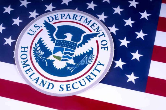 1051372526 featured image Department of Homeland Security seal on American flag
