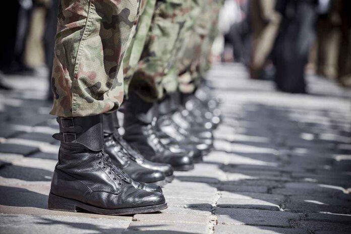 112917010 featured image Soldiers in uniform and boots standing in formation