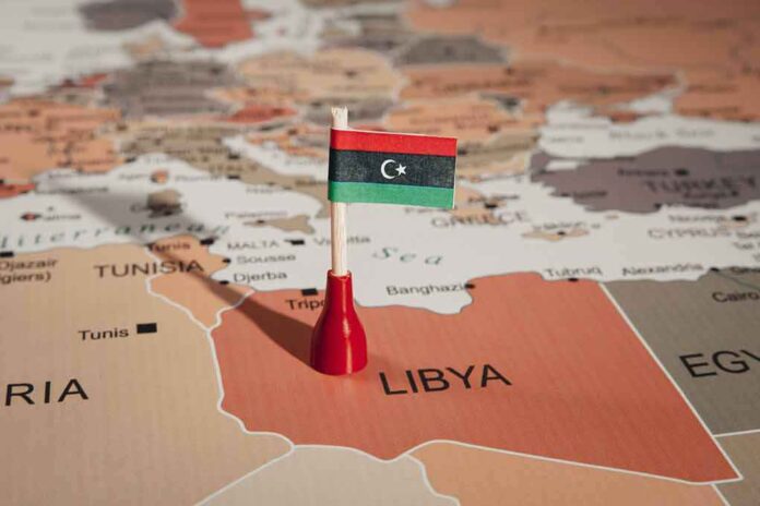 1665313762 featured image Libya flag on map with neighboring countries visible