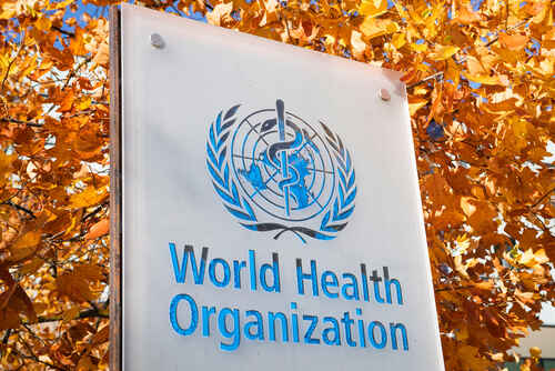 UN WHO_1844112706 featured image World Health Organization sign with autumn leaves background