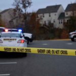 Sheriff line tape blocking scene with police