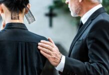 Man comforting woman