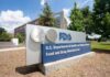 FDA building sign with blue sky background
