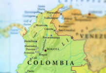 Map showing Colombia and surrounding countries
