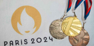 Paris 2024 Olympic medals: gold, silver, and bronze.