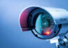 Close-up of a CCTV security camera.