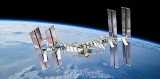 The International Space Station orbiting above Earth