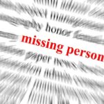 Text graphic highlighting missing person in red among blurred words