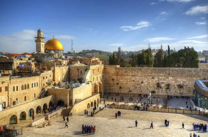 View of the Western Wall and Dome of the Rock in Jerusalem