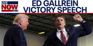 Ed Gallrein delivers victory speech after defeating Thomas Massie in Kentucky primary