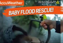 Hero Cop RESCUES Baby Trapped in Raging Flood!
