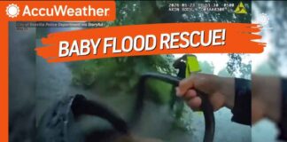 Hero Cop RESCUES Baby Trapped in Raging Flood!