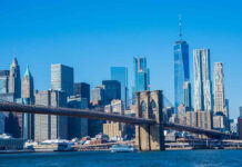 Brooklyn Bridge ON FIRE After This! Brooklyn Bridge with Manhattan skyline in the background.