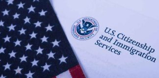 American flag beside U.S. immigration document
