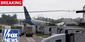 BREAKING: Amazon cargo jet overruns runway at Miami airport, STRIKES multiple vehicles