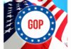 GOP emblem over American flag