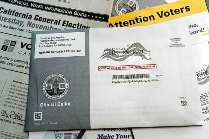 shutterstock_1830375683 Mail-in ballot envelope and voter information materials