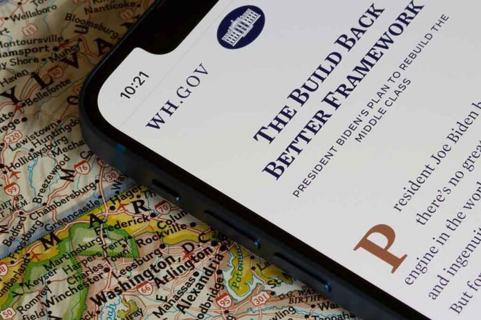 Smartphone showing a government webpage on a paper map
