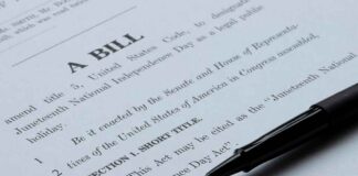 Bill document with black pen on paper
