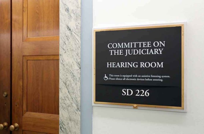 shutterstock_688282237 Committee on the Judiciary hearing room sign on wall