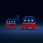 Candidate Struggles To Contain Laughter At Opponents Response Donkey and elephant symbols facing each other