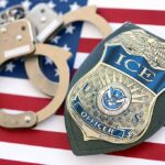 State Lets 500 Illegals Walk Free – ICE Ignored ICE officer badge and handcuffs on an American flag