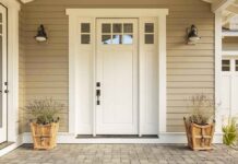 Biden Mask Wearing Freak Torments Residents white front door with sidelights and planters